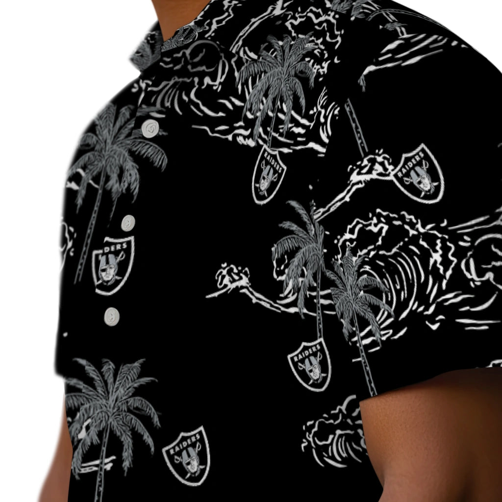 Las Vegas Raiders Hawaiian Shirt - Wave Palm | Hula Hawaiian Shirts