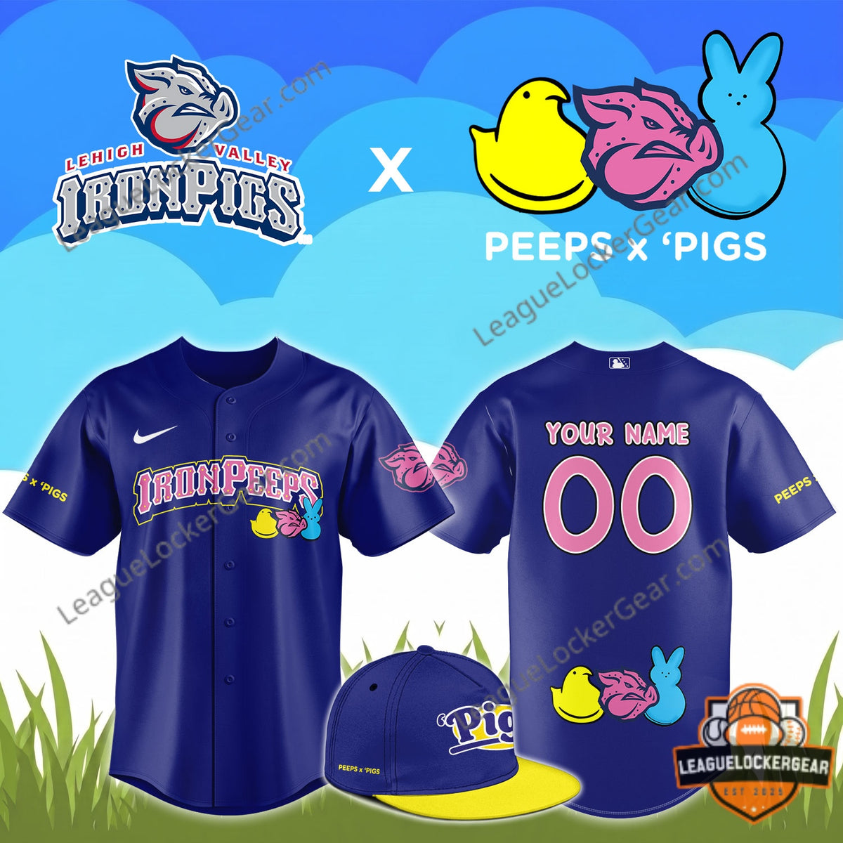Lehigh Valley IronPigs Peeps x Pigs Collaboration Baseball Jersey - LeagueLockerGear