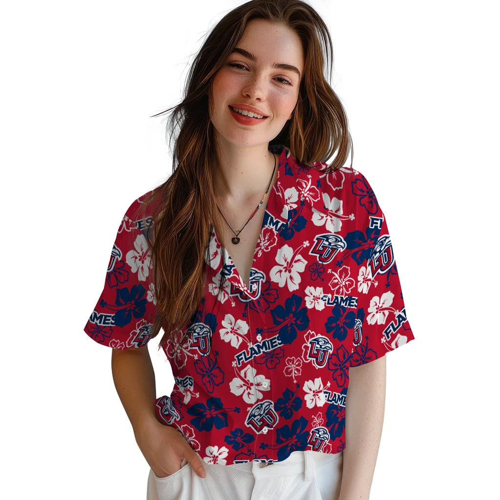 Liberty Flames Hawaiian Shirt - Hibiscus Flower Design | Hula Hawaiian Shirts