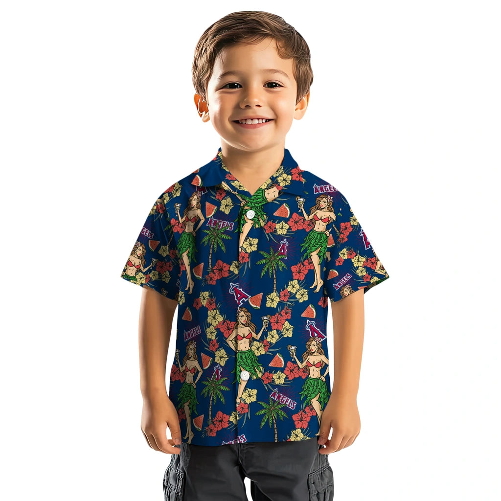Los Angeles Angels Hawaiian Shirt - Hawaiian Girls Design | Hula Hawaiian Shirts