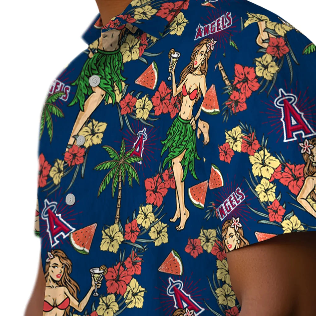 Los Angeles Angels Hawaiian Shirt - Hawaiian Girls Design | Hula Hawaiian Shirts