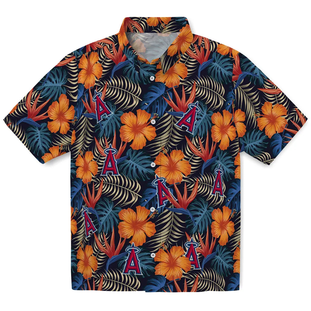 Los Angeles Angels Hawaiian Shirt - Hibiscus Foliage | Hula Hawaiian Shirts