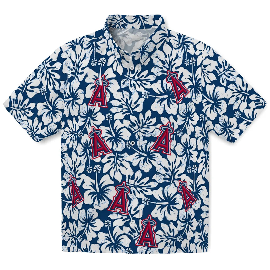 Los Angeles Angels Hawaiian Shirt - Hibiscus Motif | Hula Hawaiian Shirts