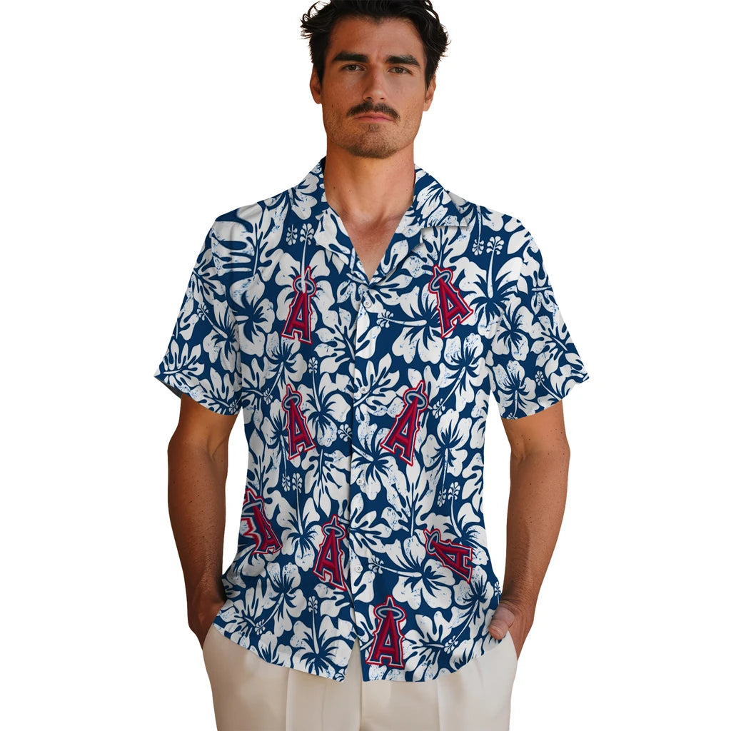 Los Angeles Angels Hawaiian Shirt - Hibiscus Motif | Hula Hawaiian Shirts