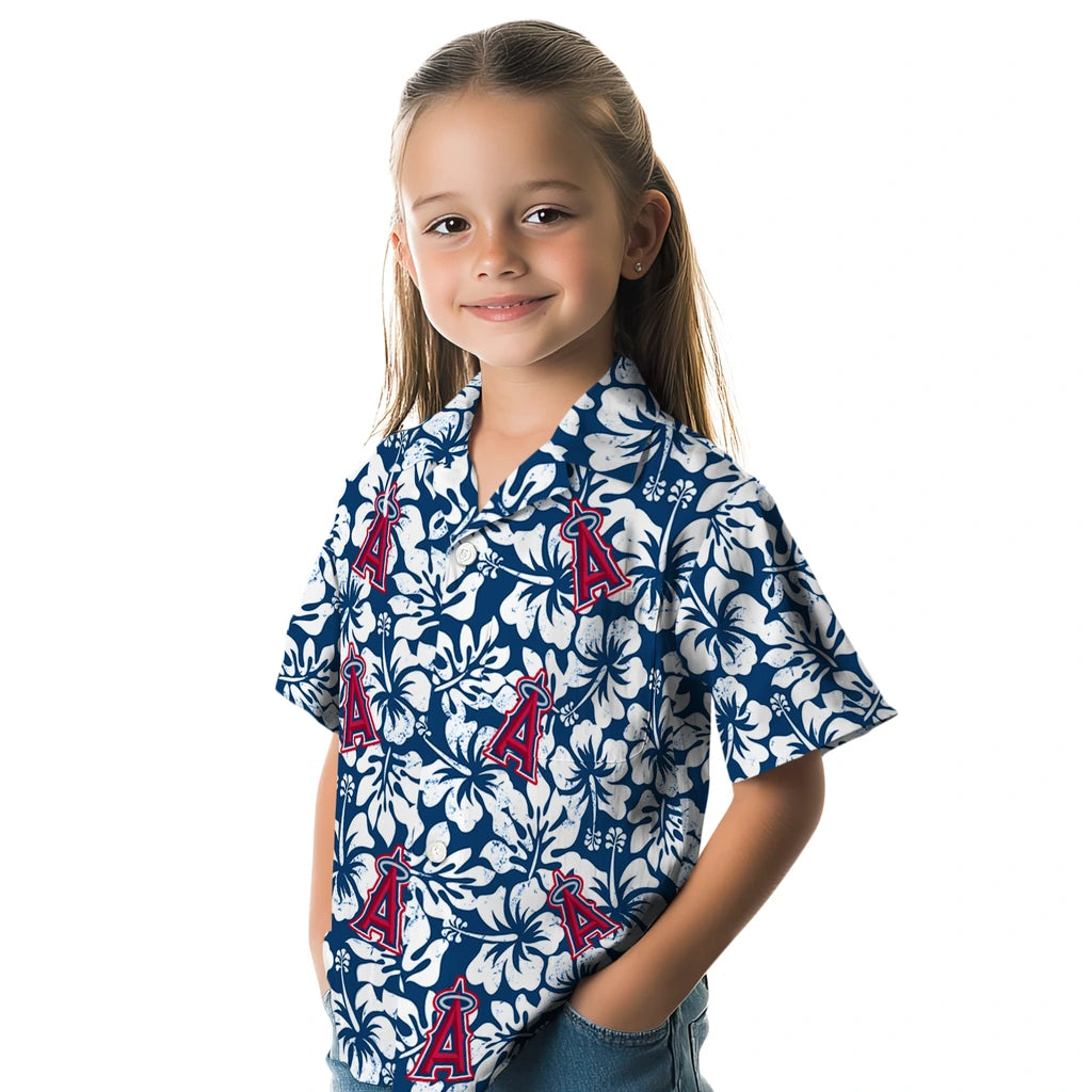 Los Angeles Angels Hawaiian Shirt - Hibiscus Motif | Hula Hawaiian Shirts