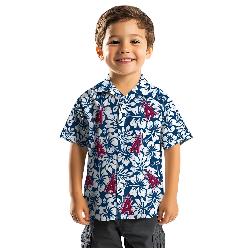 Los Angeles Angels Hawaiian Shirt - Hibiscus Motif | Hula Hawaiian Shirts