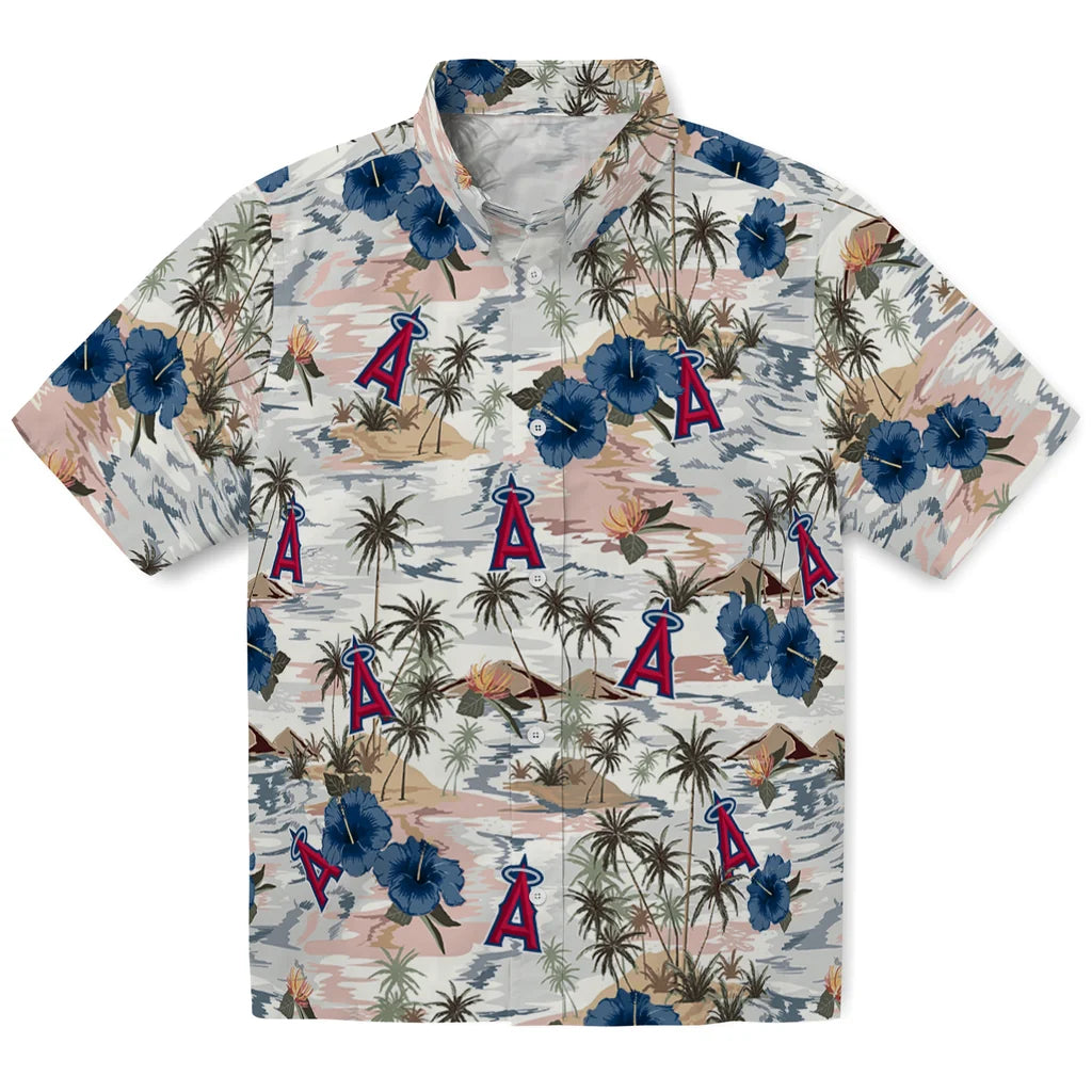 Los Angeles Angels Hawaiian Shirt - Hibiscus Seaside | Hula Hawaiian Shirts