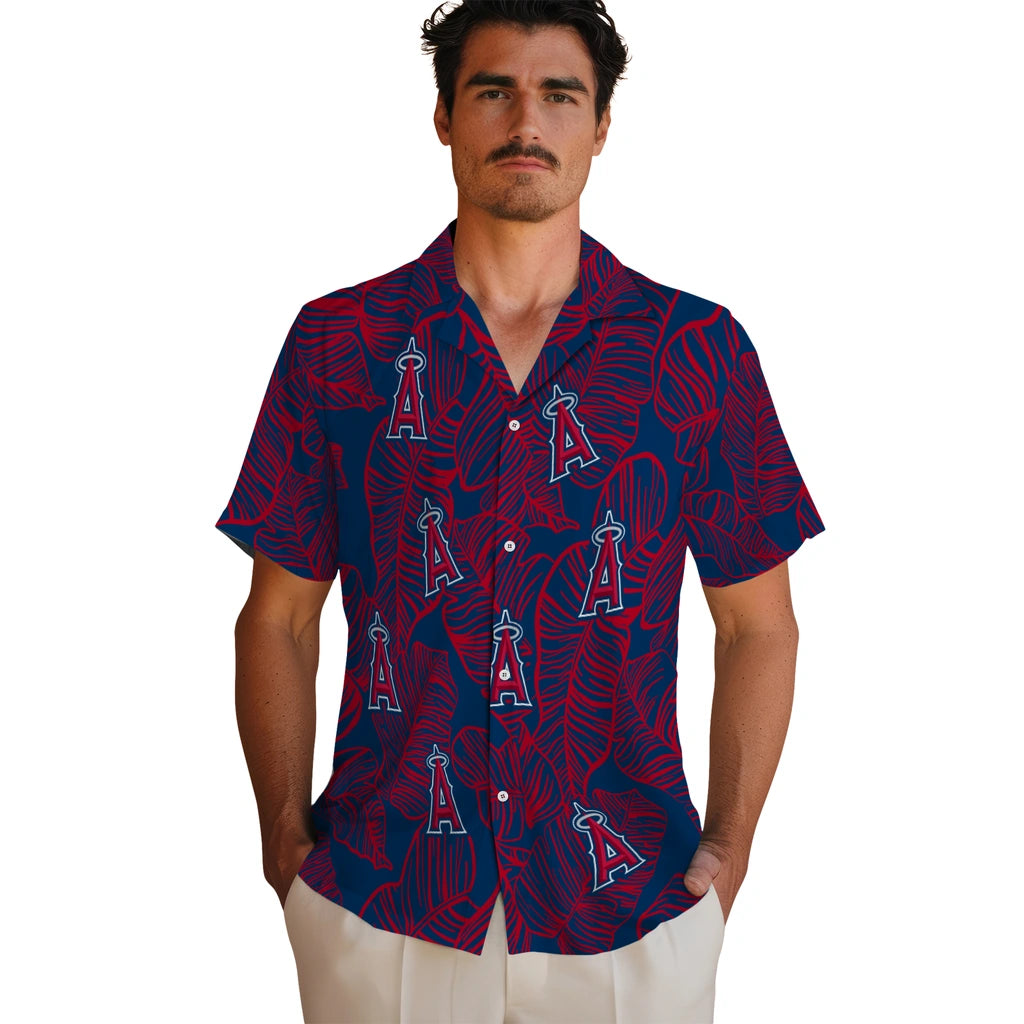 Los Angeles Angels Hawaiian Shirt - Leaf Outline | Hula Hawaiian Shirts