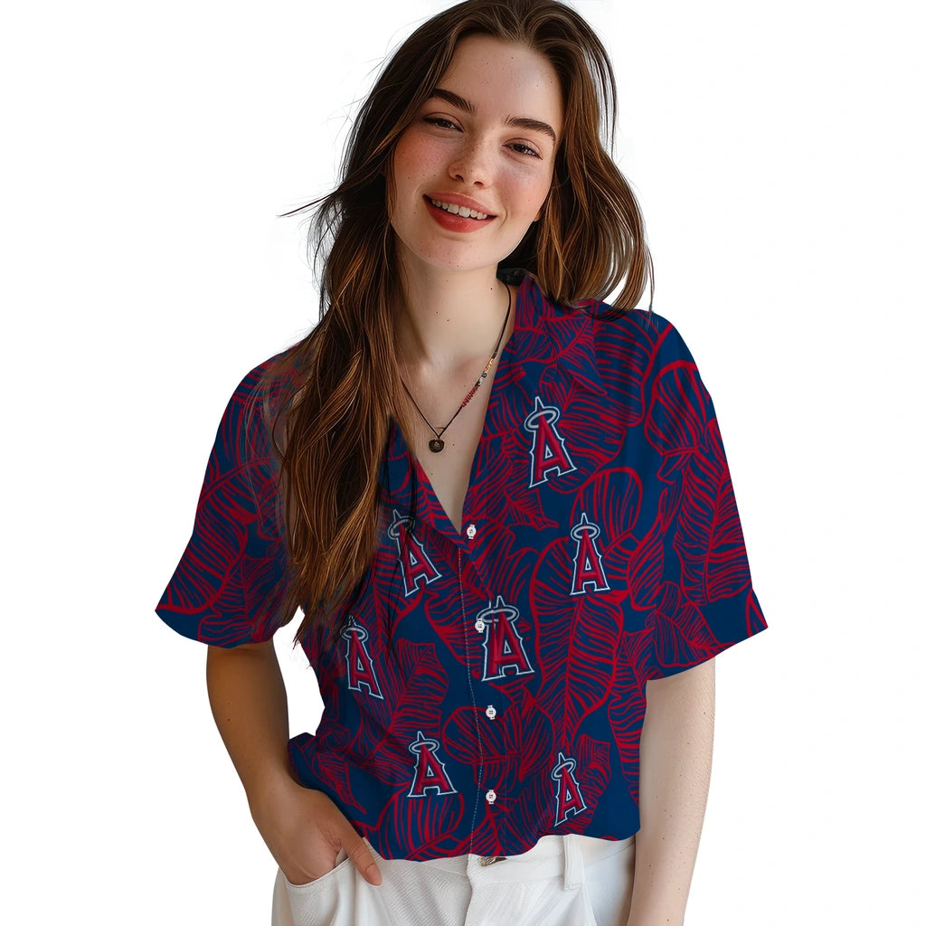 Los Angeles Angels Hawaiian Shirt - Leaf Outline | Hula Hawaiian Shirts