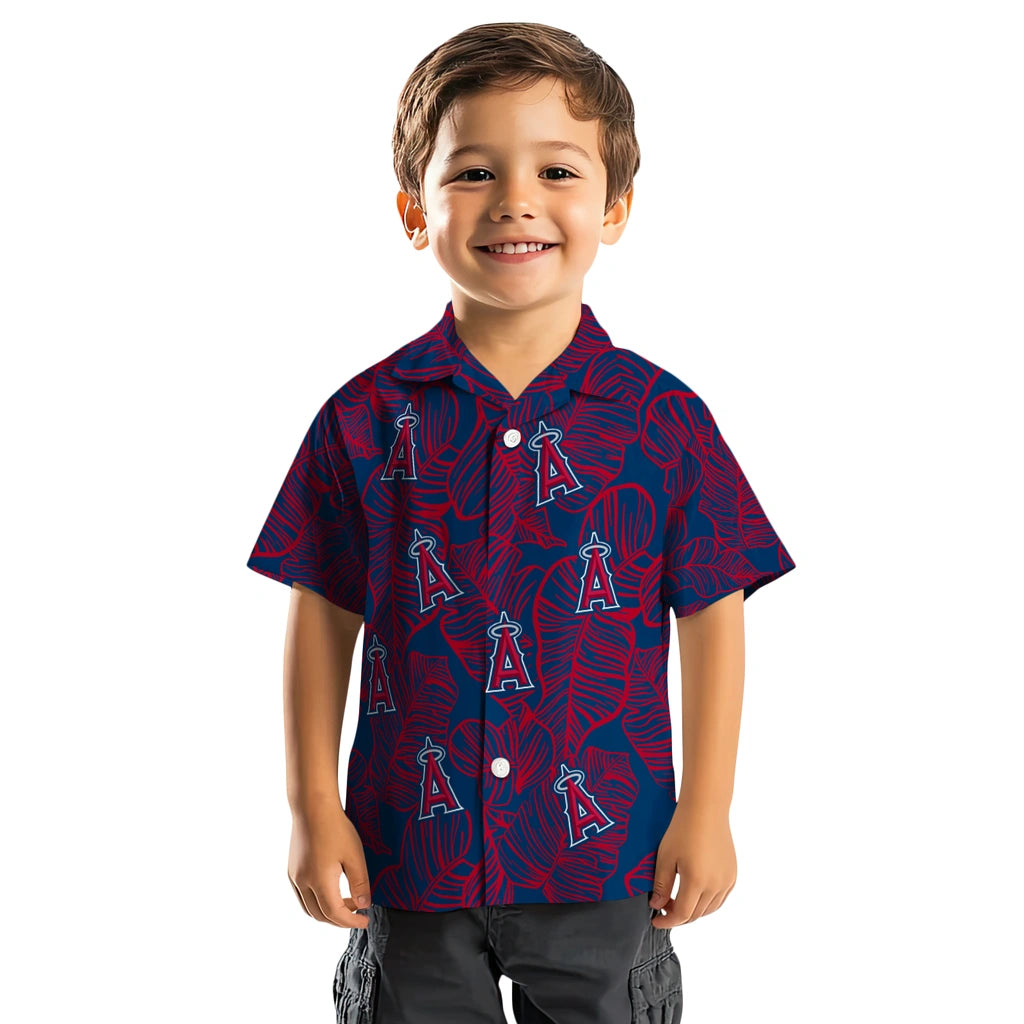 Los Angeles Angels Hawaiian Shirt - Leaf Outline | Hula Hawaiian Shirts