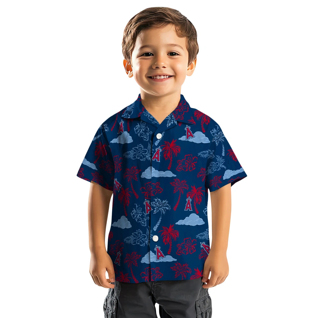 Los Angeles Angels Hawaiian Shirt - Palm And Clouds | Hula Hawaiian Shirts