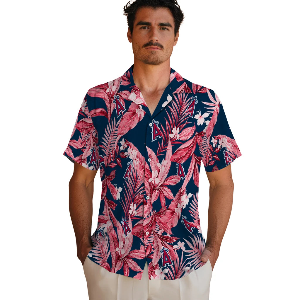 Los Angeles Angels Hawaiian Shirt - Palm Leaves | Hula Hawaiian Shirts