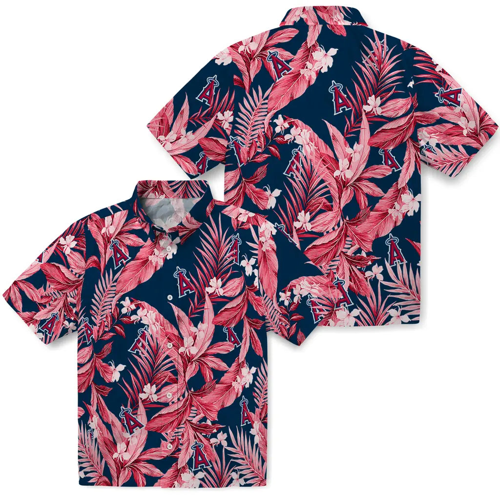 Los Angeles Angels Hawaiian Shirt - Palm Leaves | Hula Hawaiian Shirts