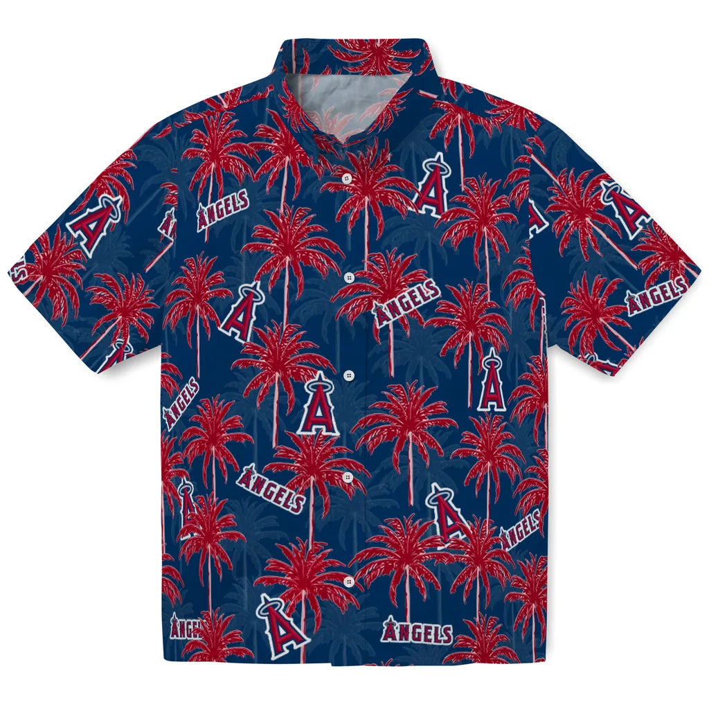 Los Angeles Angels Hawaiian Shirt - Palm Tree Motif | Hula Hawaiian Shirts