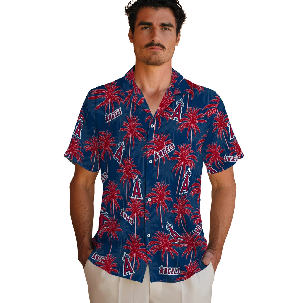 Los Angeles Angels Hawaiian Shirt - Palm Tree Motif | Hula Hawaiian Shirts