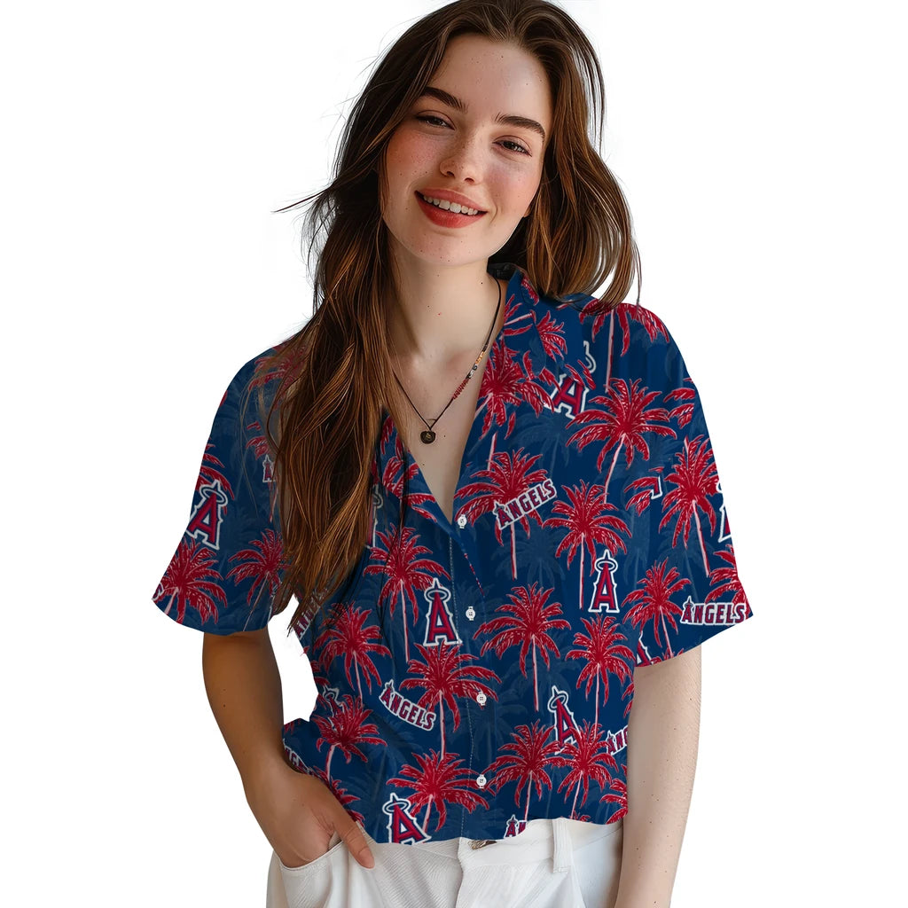 Los Angeles Angels Hawaiian Shirt - Palm Tree Motif | Hula Hawaiian Shirts