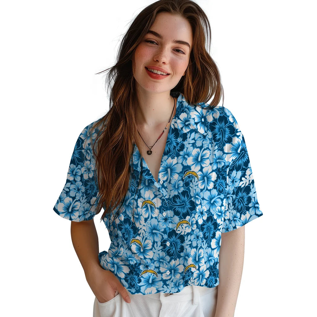 Los Angeles Chargers Hawaiian Shirt - Hibiscus Blooms | Hula Hawaiian Shirts