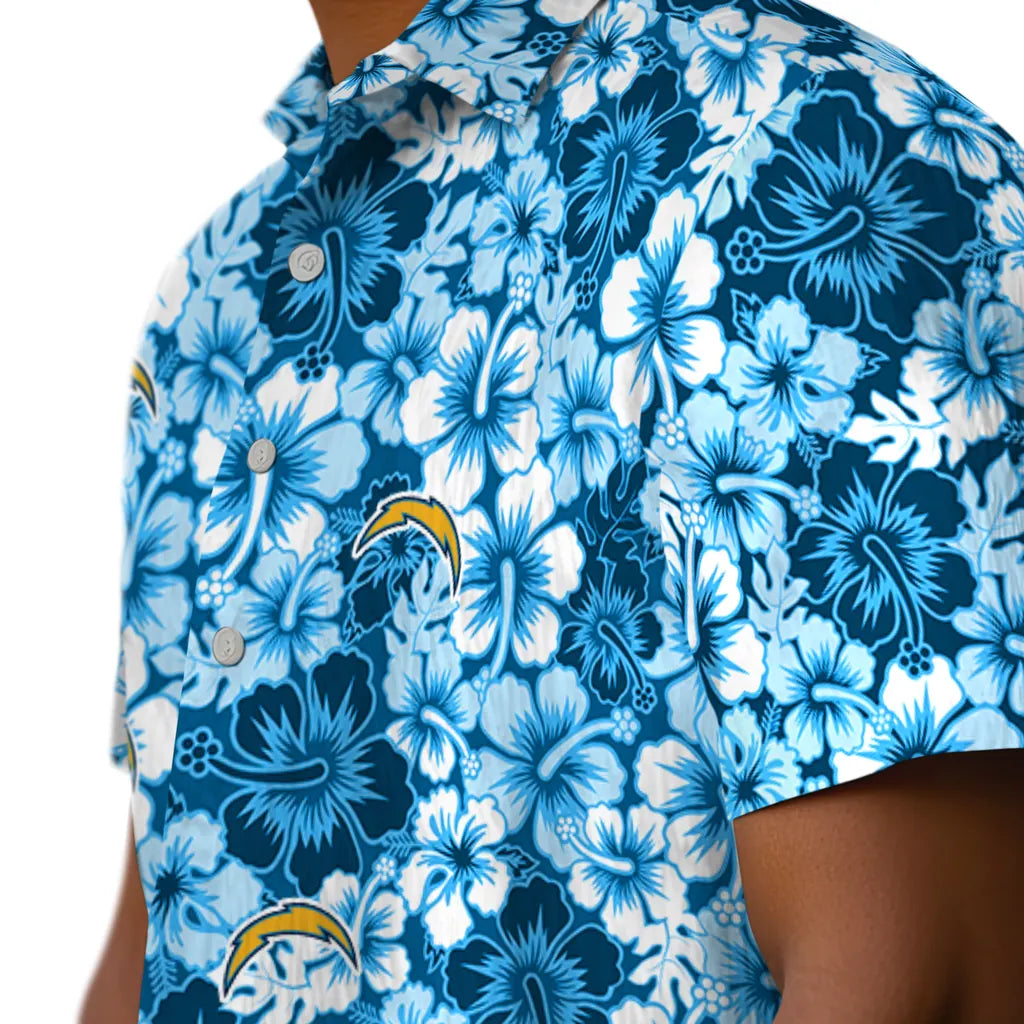 Los Angeles Chargers Hawaiian Shirt - Hibiscus Blooms | Hula Hawaiian Shirts