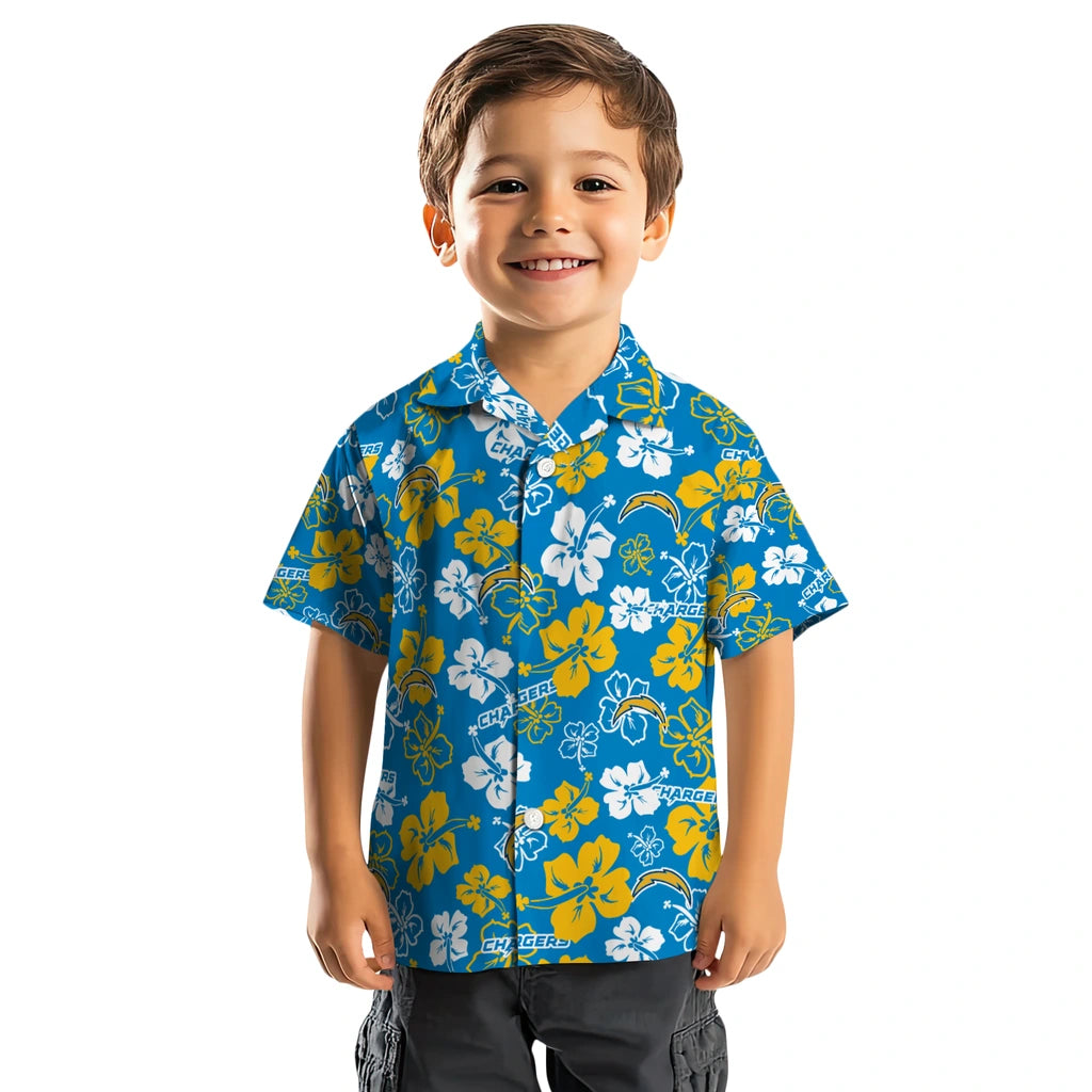 Los Angeles Chargers Hawaiian Shirt - Hibiscus Flower Design | Hula Hawaiian Shirts