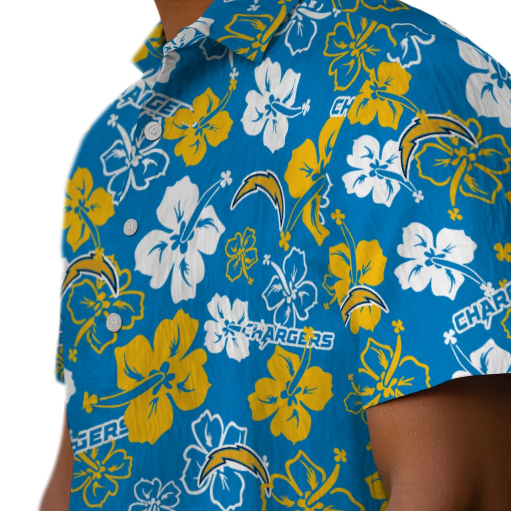 Los Angeles Chargers Hawaiian Shirt - Hibiscus Flower Design | Hula Hawaiian Shirts