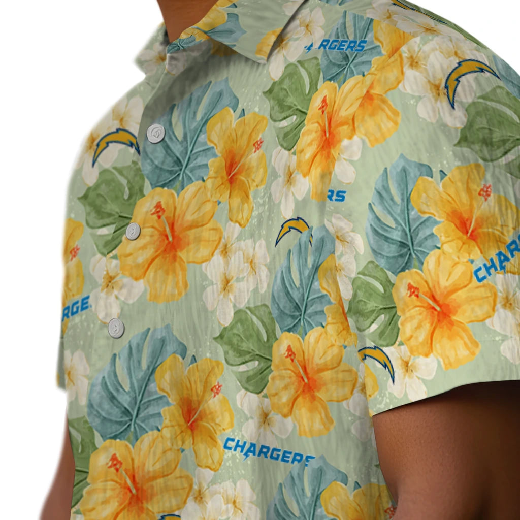 Los Angeles Chargers Hawaiian Shirt - Hibiscus Mood | Hula Hawaiian Shirts