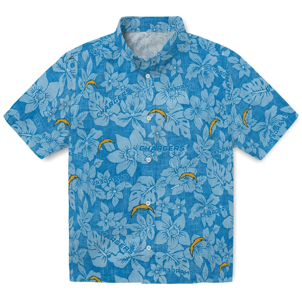 Los Angeles Chargers Hawaiian Shirt - Hibiscus Oasis | Hula Hawaiian Shirts