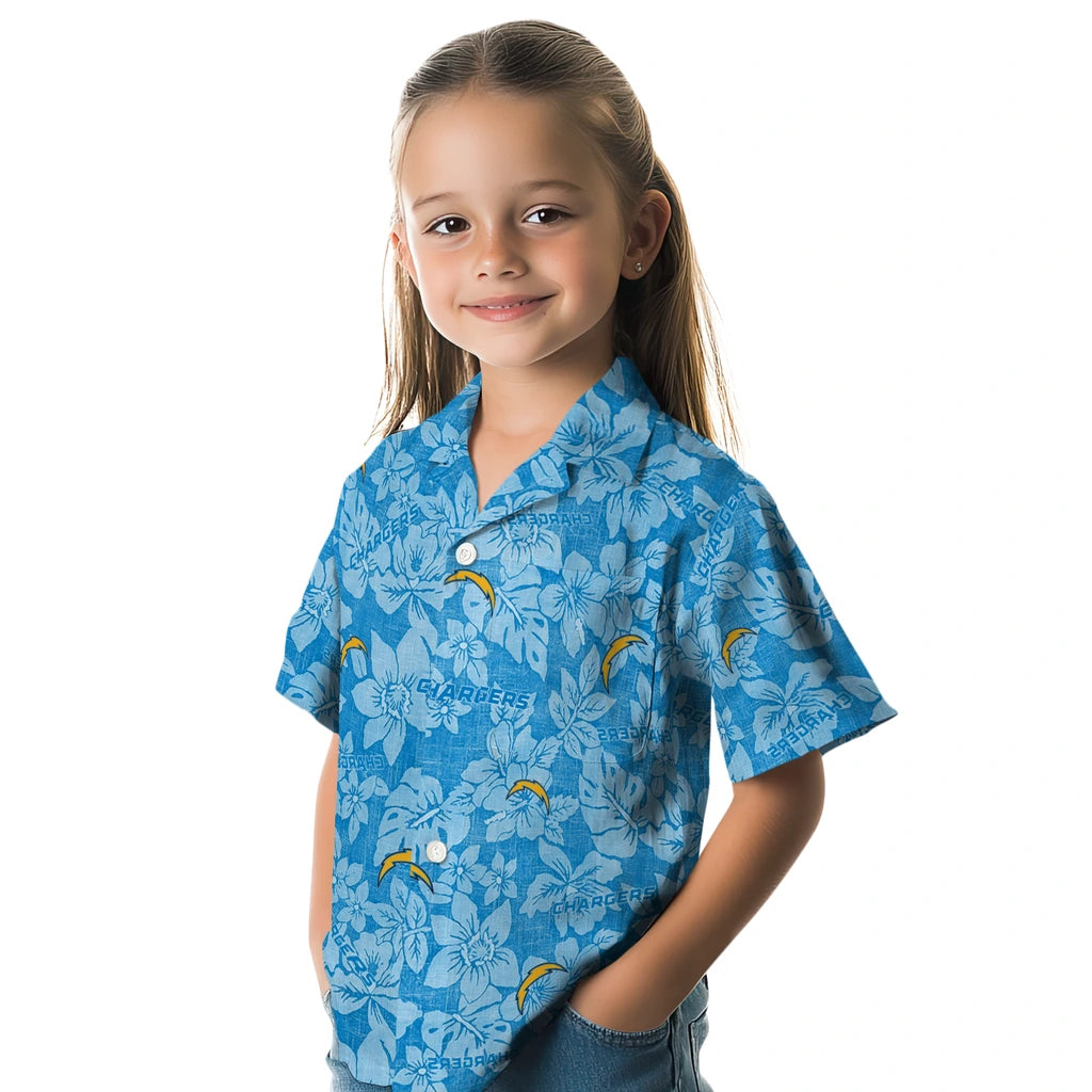 Los Angeles Chargers Hawaiian Shirt - Hibiscus Oasis | Hula Hawaiian Shirts