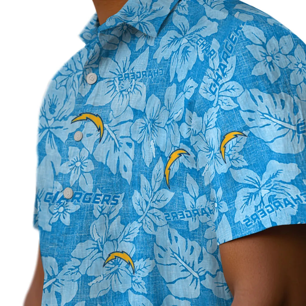 Los Angeles Chargers Hawaiian Shirt - Hibiscus Oasis | Hula Hawaiian Shirts