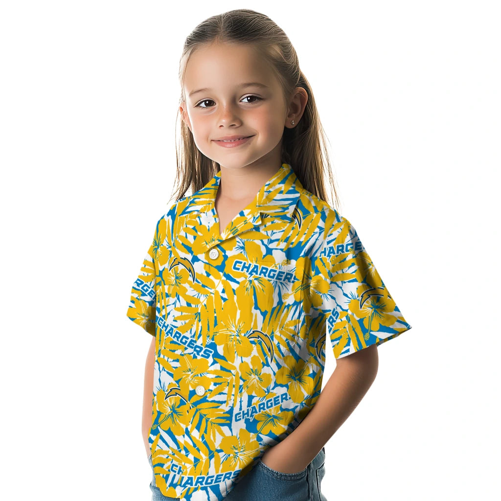 Los Angeles Chargers Hawaiian Shirt - Hibiscus Overlay | Hula Hawaiian Shirts