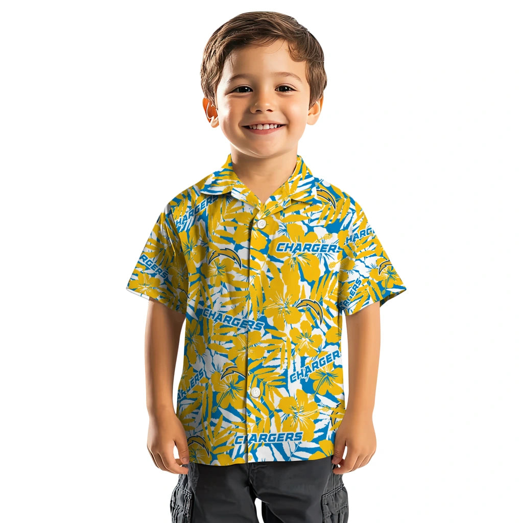 Los Angeles Chargers Hawaiian Shirt - Hibiscus Overlay | Hula Hawaiian Shirts