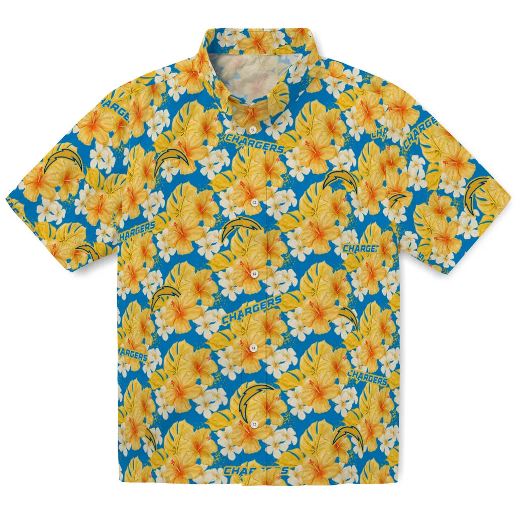 Los Angeles Chargers Hawaiian Shirt - Hibiscus Tropics | Hula Hawaiian Shirts