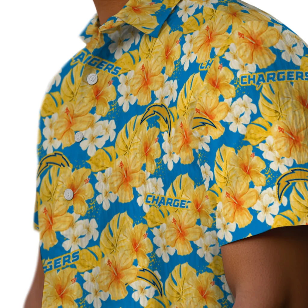 Los Angeles Chargers Hawaiian Shirt - Hibiscus Tropics | Hula Hawaiian Shirts