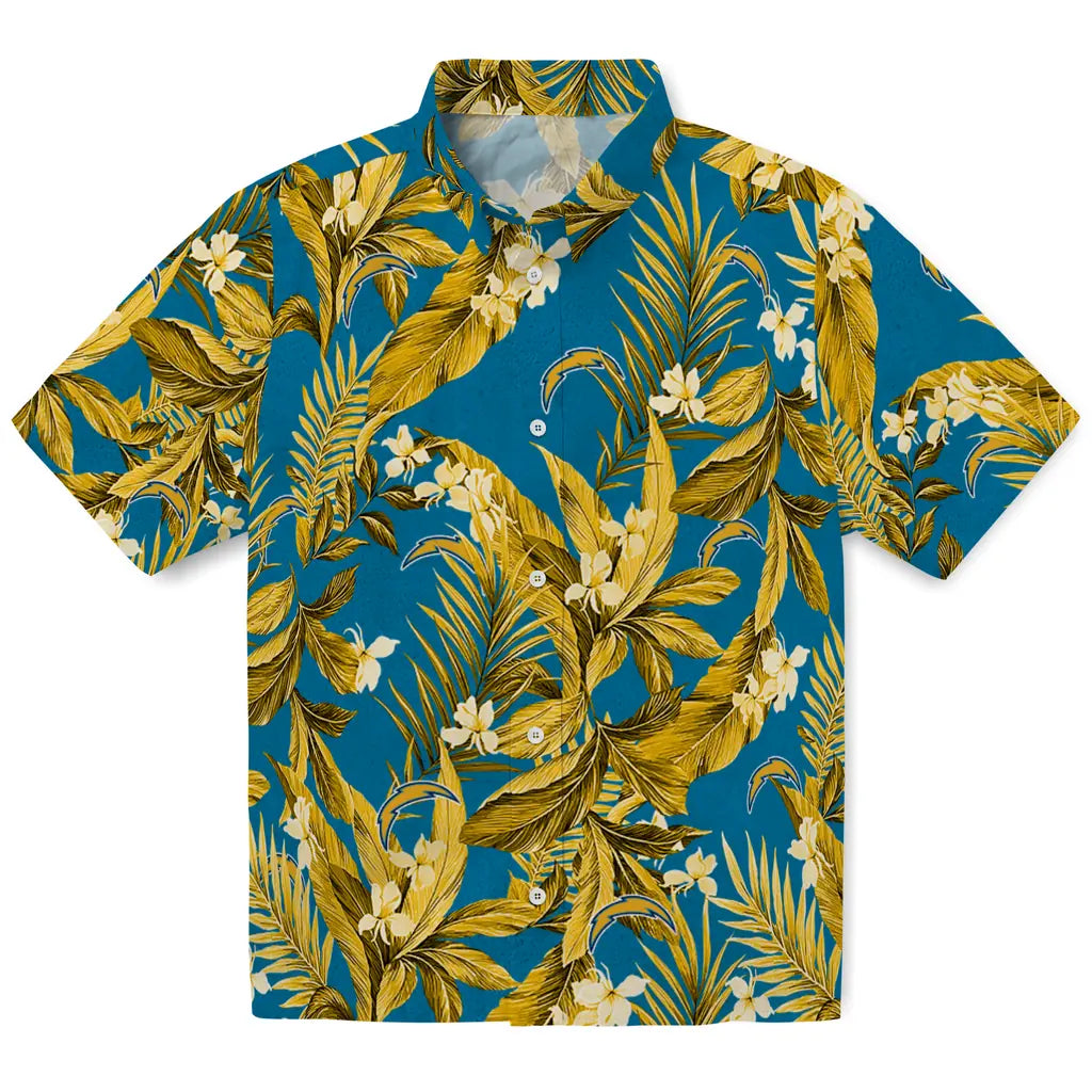 Los Angeles Chargers Hawaiian Shirt - Palm Leaves | Hula Hawaiian Shirts