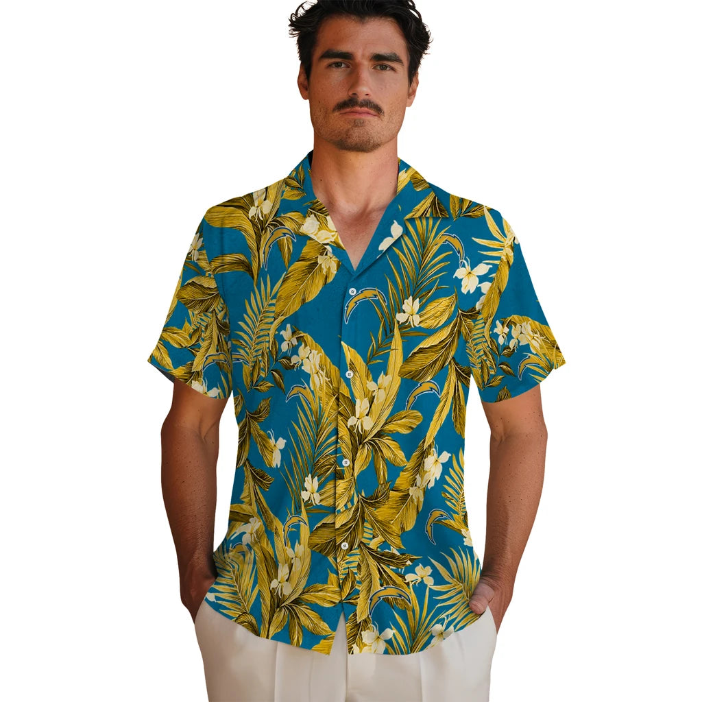 Los Angeles Chargers Hawaiian Shirt - Palm Leaves | Hula Hawaiian Shirts