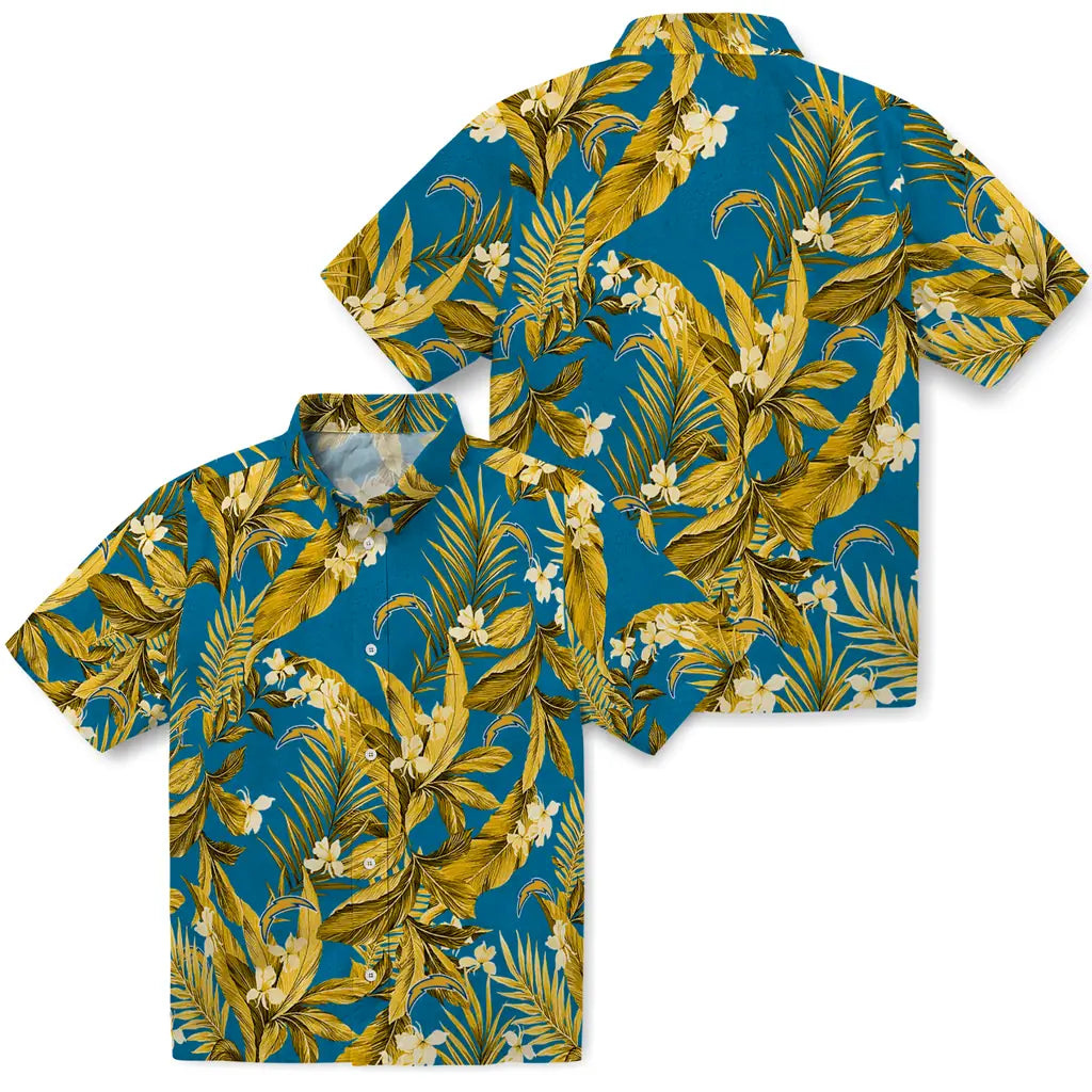 Los Angeles Chargers Hawaiian Shirt - Palm Leaves | Hula Hawaiian Shirts
