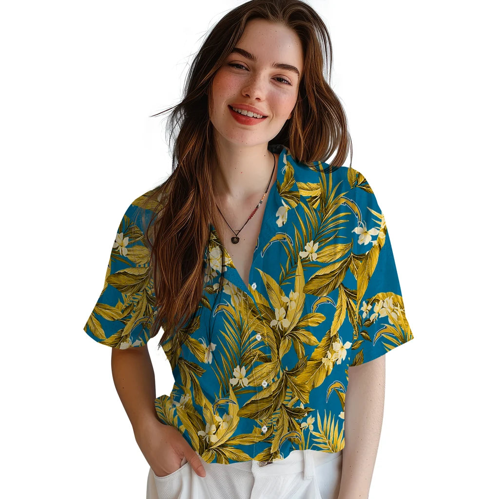 Los Angeles Chargers Hawaiian Shirt - Palm Leaves | Hula Hawaiian Shirts