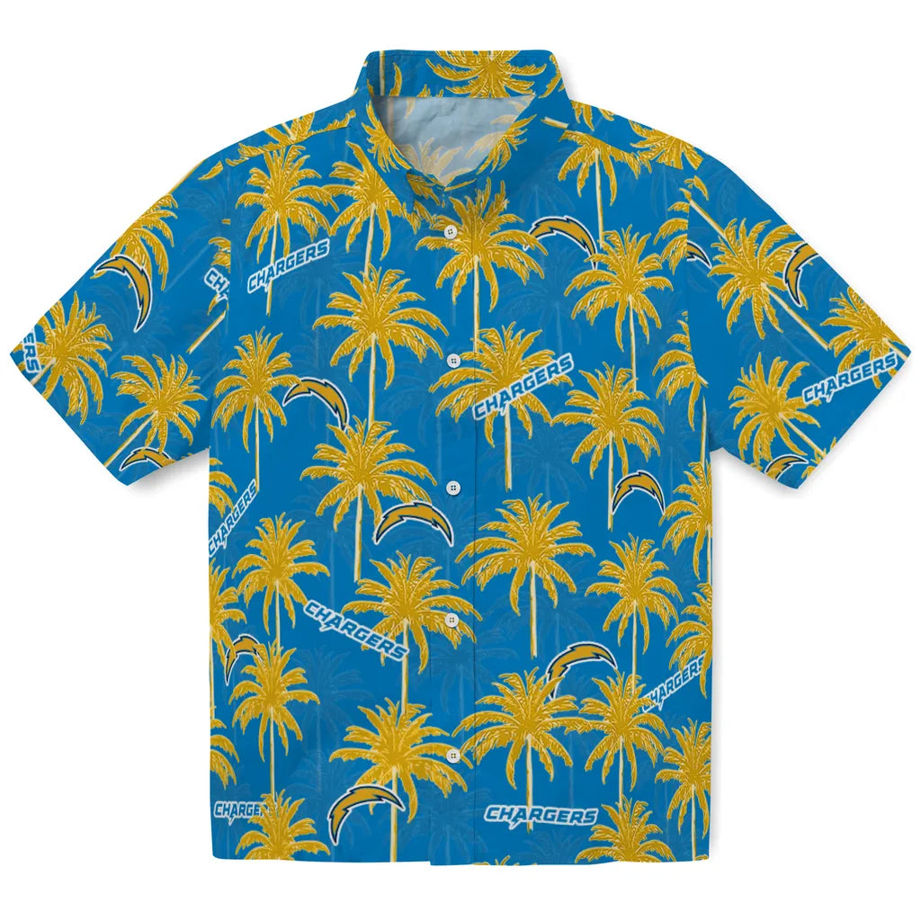 Los Angeles Chargers Hawaiian Shirt - Palm Tree Motif | Hula Hawaiian Shirts