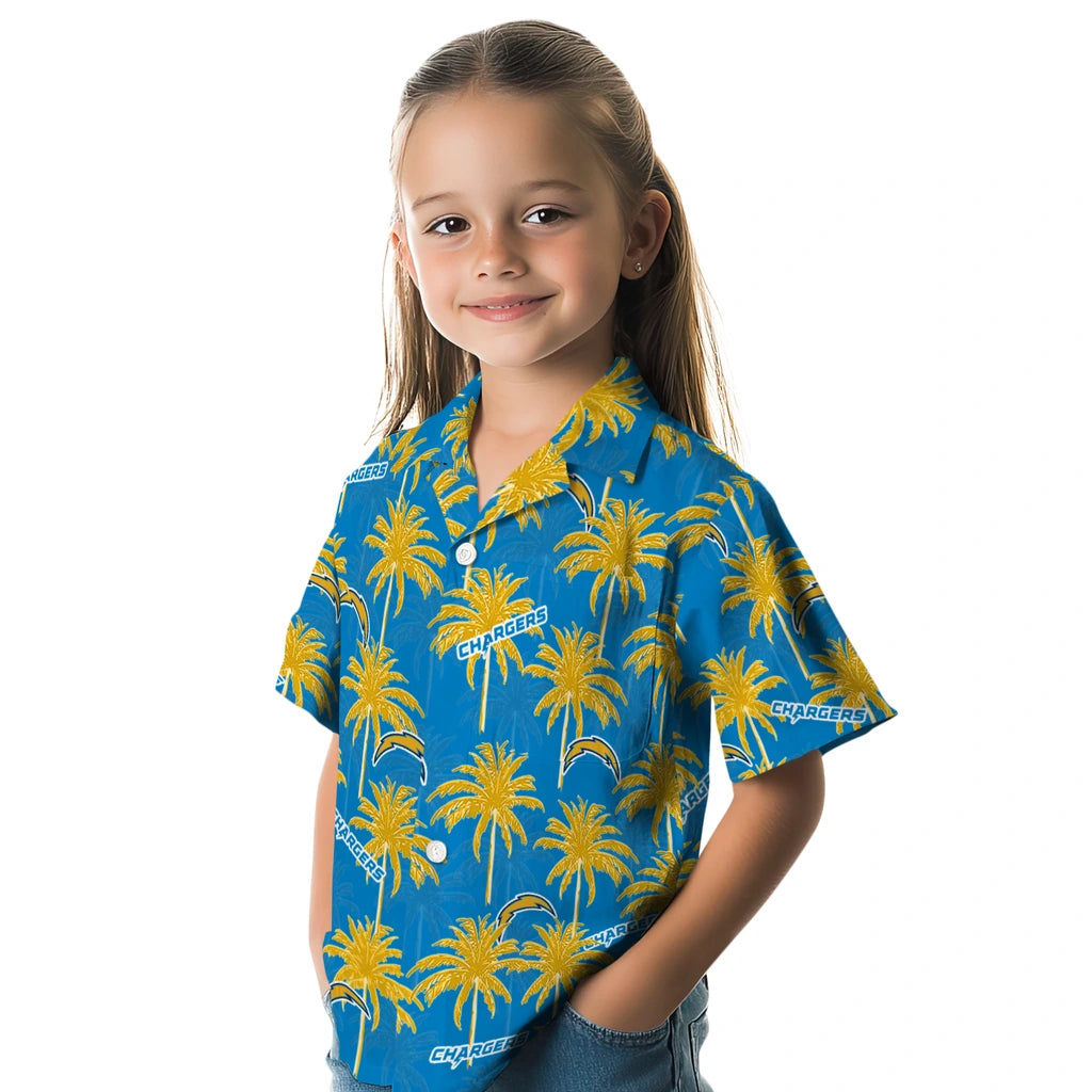 Los Angeles Chargers Hawaiian Shirt - Palm Tree Motif | Hula Hawaiian Shirts