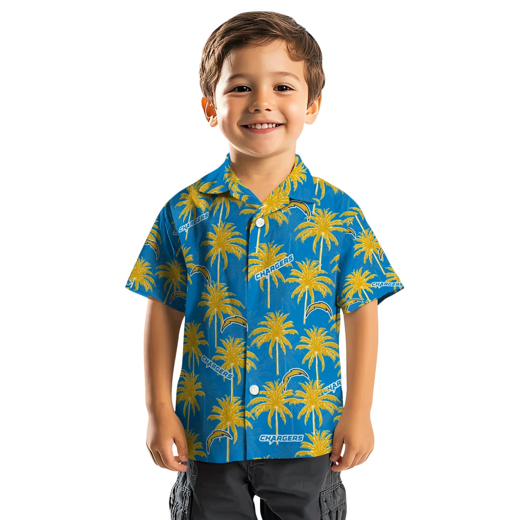 Los Angeles Chargers Hawaiian Shirt - Palm Tree Motif | Hula Hawaiian Shirts