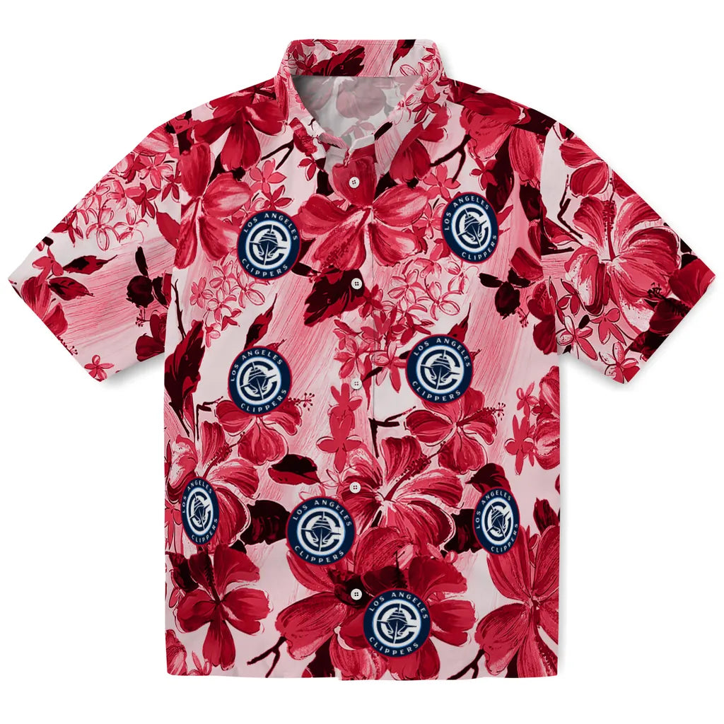 Los Angeles Clippers Hawaiian Shirt - Hibiscus Arrangement | Hula Hawaiian Shirts