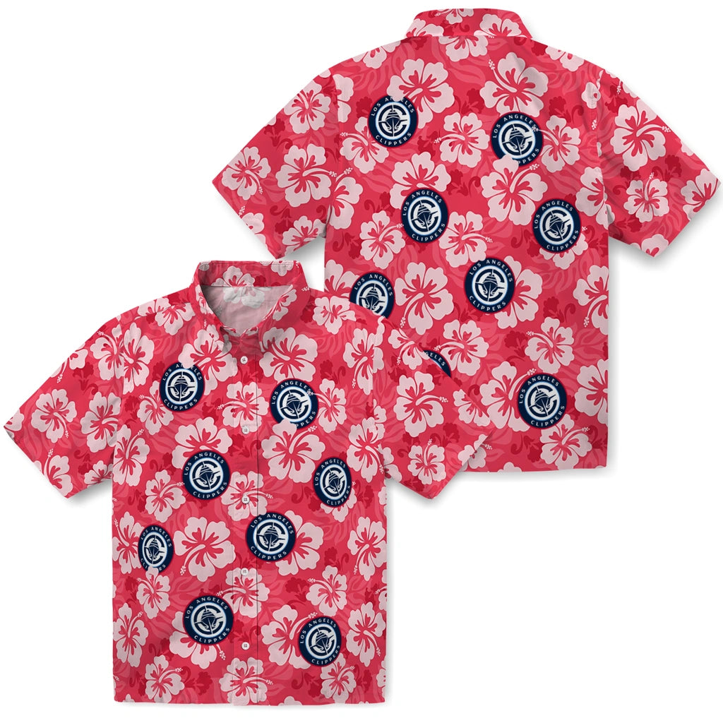 Los Angeles Clippers Hawaiian Shirt - Hibiscus Cluster | Hula Hawaiian Shirts