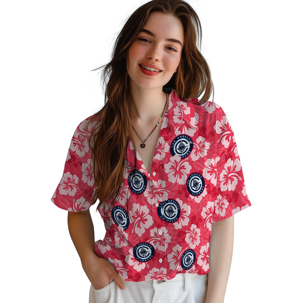 Los Angeles Clippers Hawaiian Shirt - Hibiscus Cluster | Hula Hawaiian Shirts