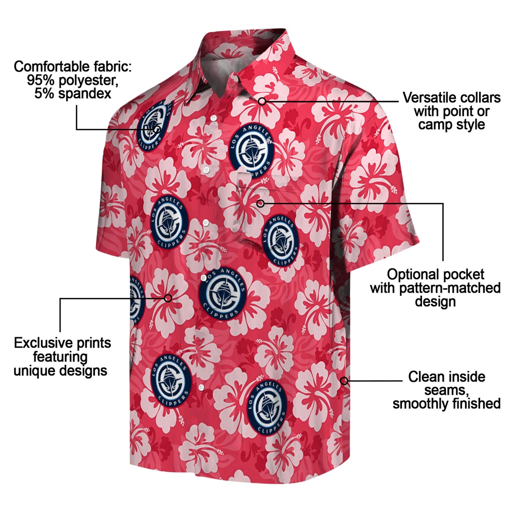 Los Angeles Clippers Hawaiian Shirt - Hibiscus Cluster | Hula Hawaiian Shirts