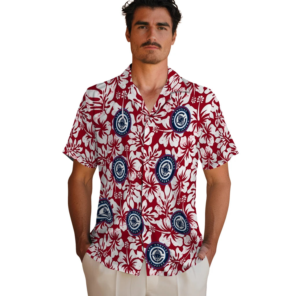 Los Angeles Clippers Hawaiian Shirt - Hibiscus Motif | Hula Hawaiian Shirts