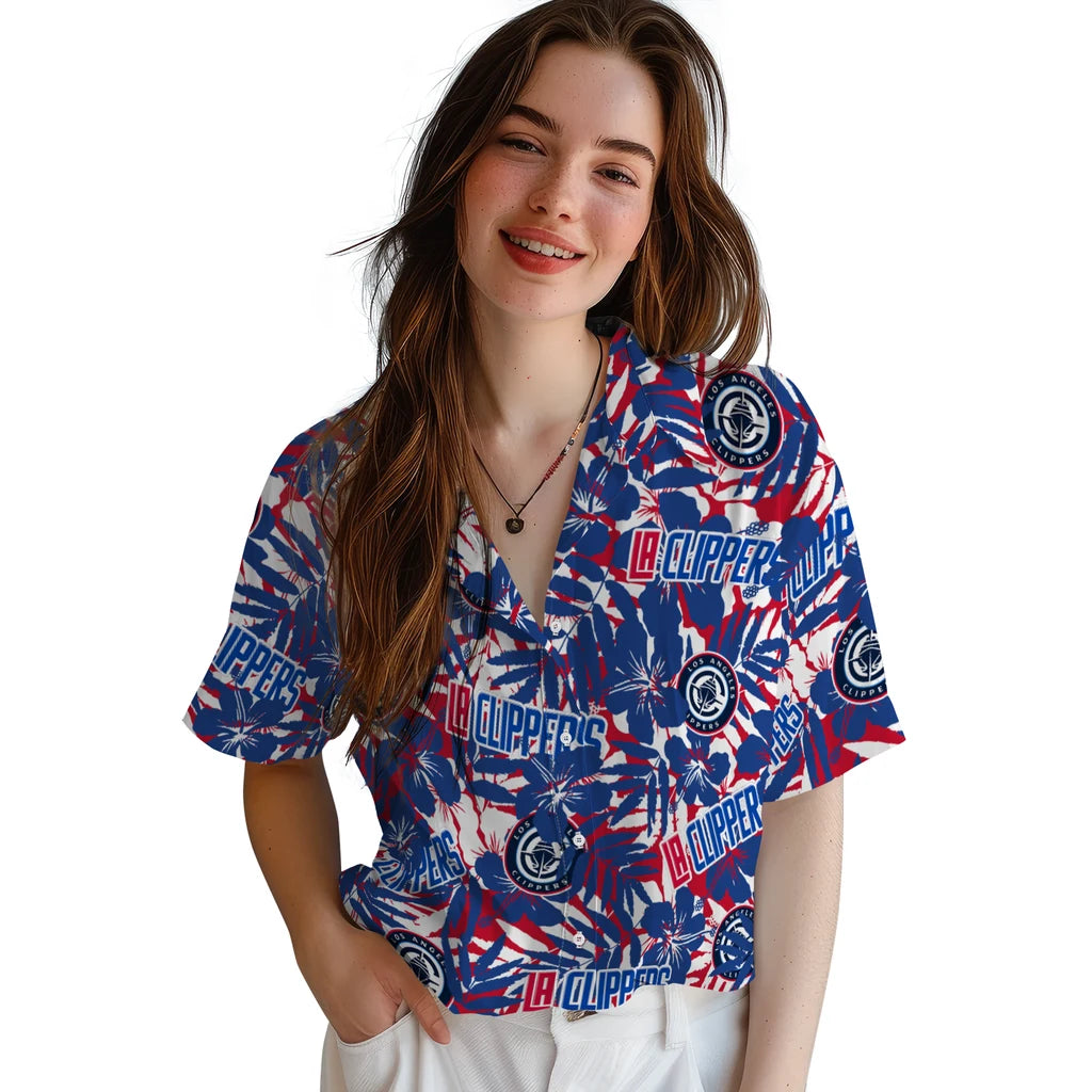 Los Angeles Clippers Hawaiian Shirt - Hibiscus Overlay | Hula Hawaiian Shirts