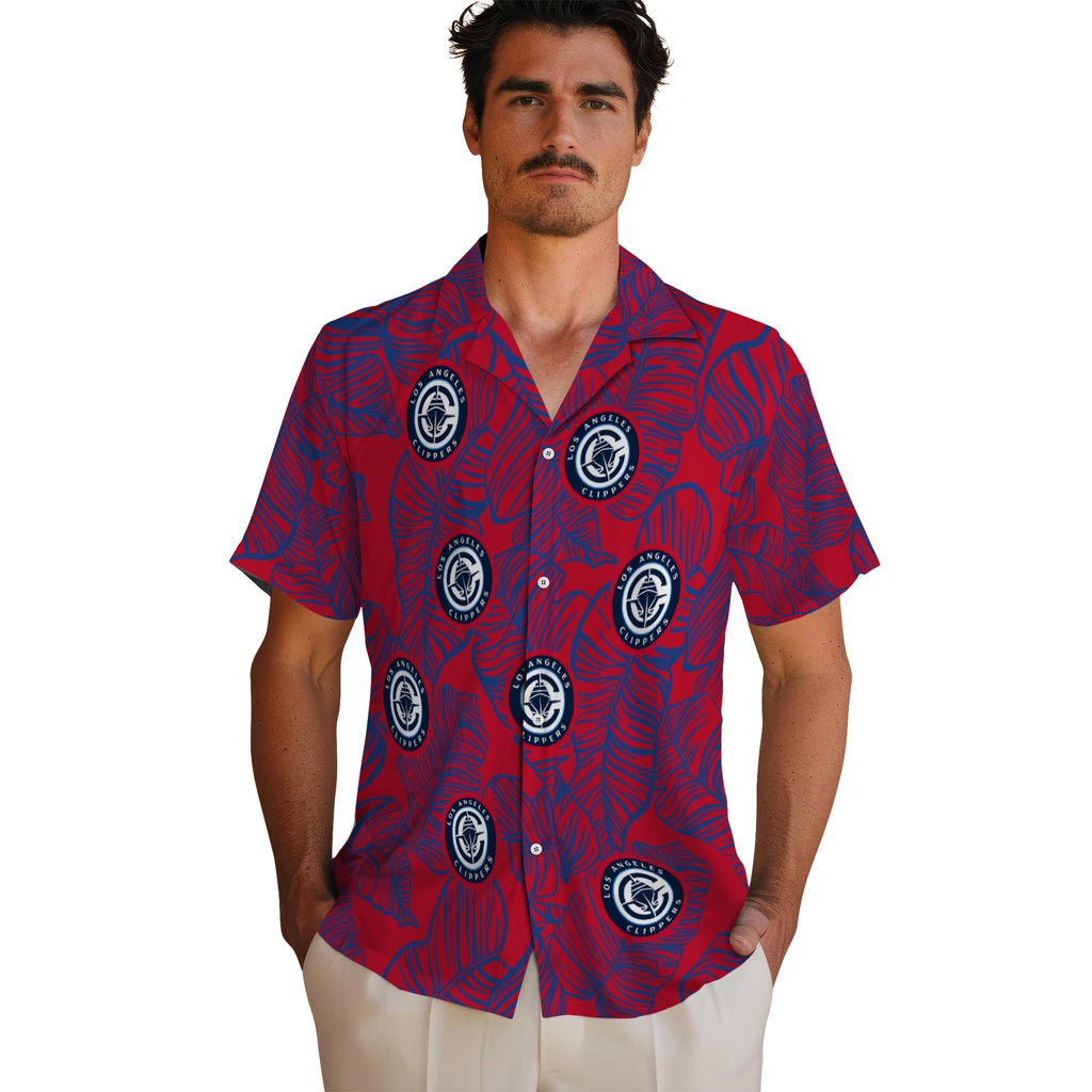 Los Angeles Clippers Hawaiian Shirt - Leaf Outline | Hula Hawaiian Shirts