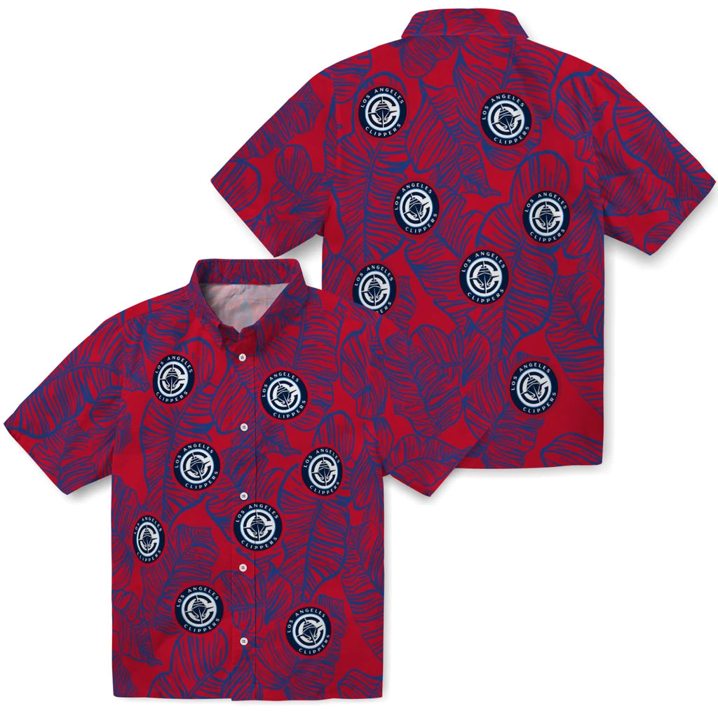 Los Angeles Clippers Hawaiian Shirt - Leaf Outline | Hula Hawaiian Shirts