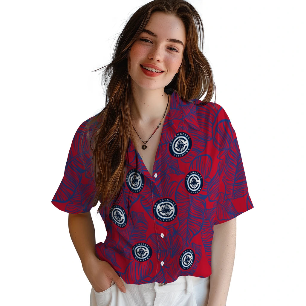 Los Angeles Clippers Hawaiian Shirt - Leaf Outline | Hula Hawaiian Shirts