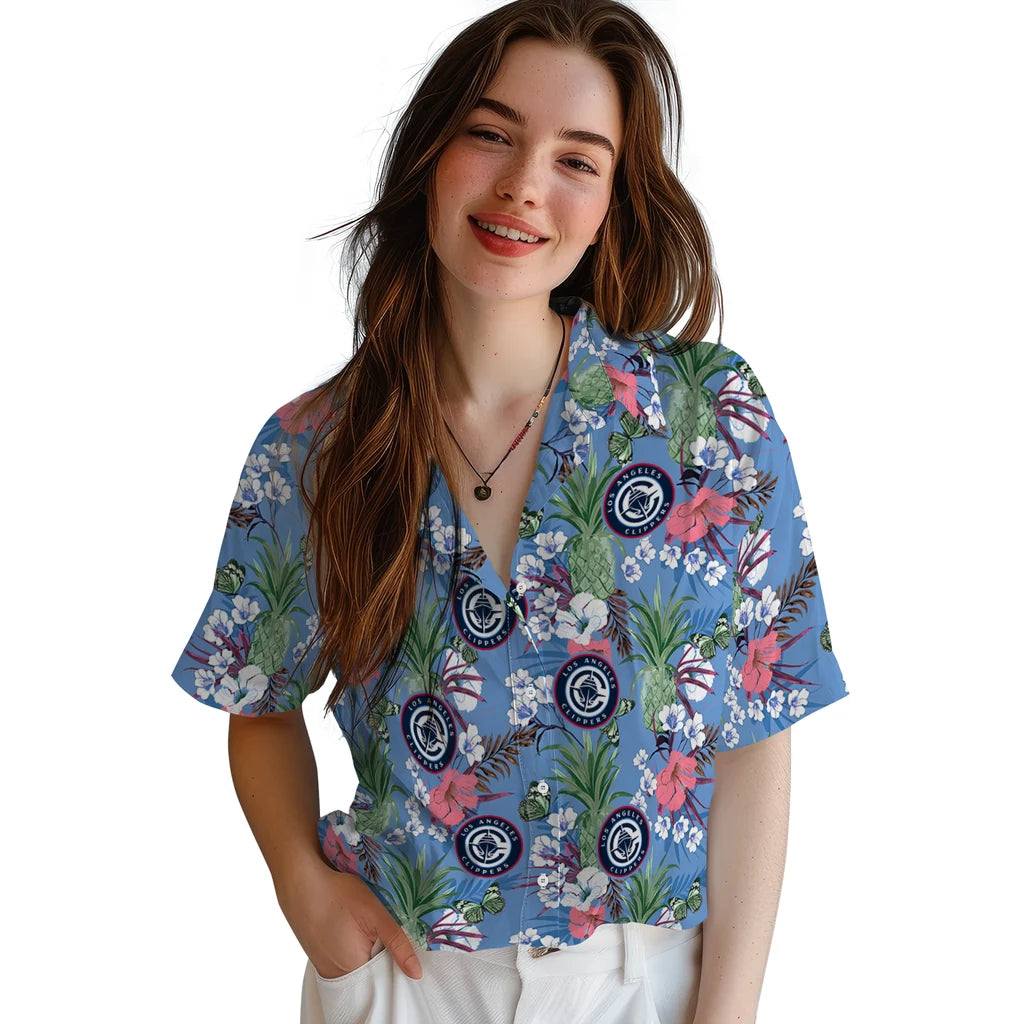 Los Angeles Clippers Hawaiian Shirt - Pineapple Bouquet | Hula Hawaiian Shirts
