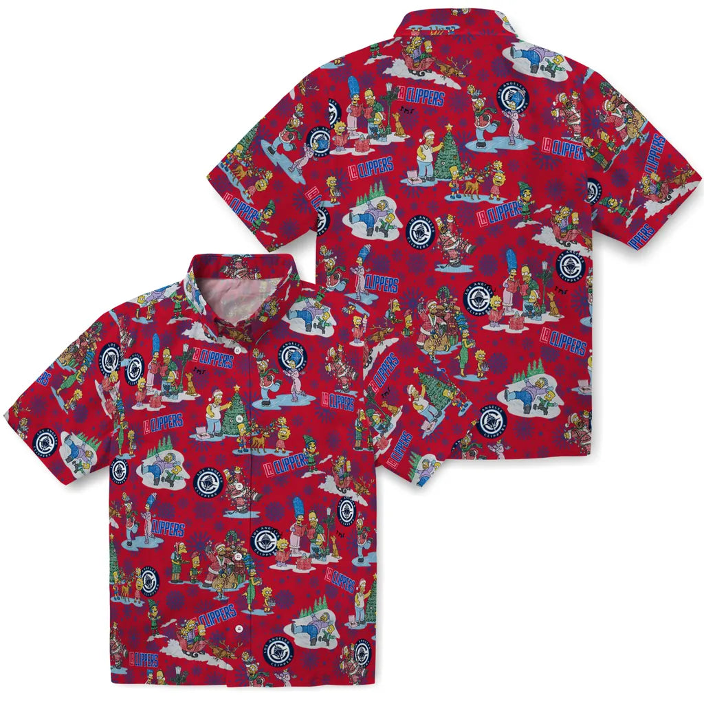 Los Angeles Clippers Hawaiian Shirt - Simpsons Christmas | Hula Hawaiian Shirts